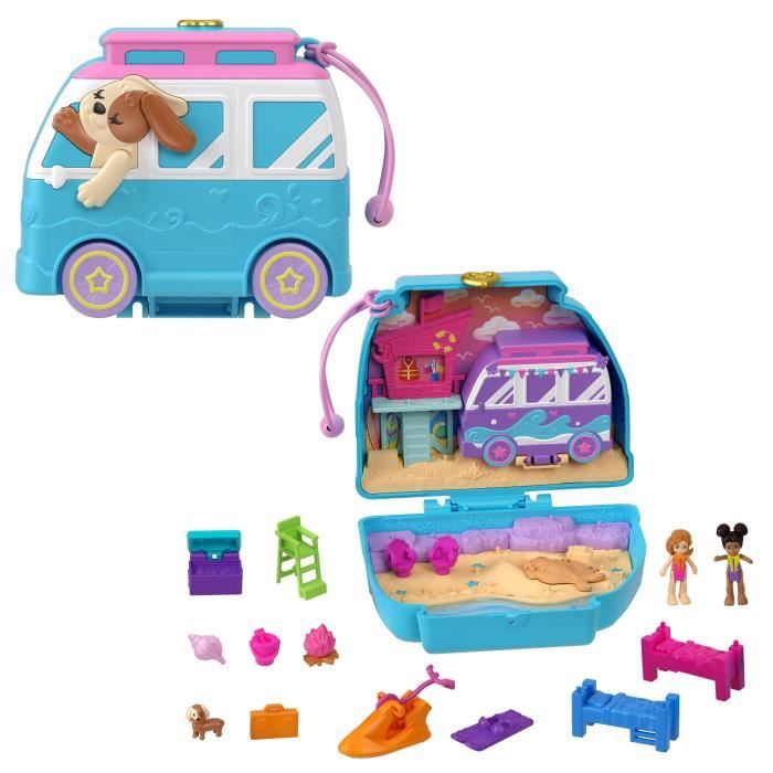 Polly Pocket-Chiot a la Plage-Coffret et figurines, jouet de voyage HRD36