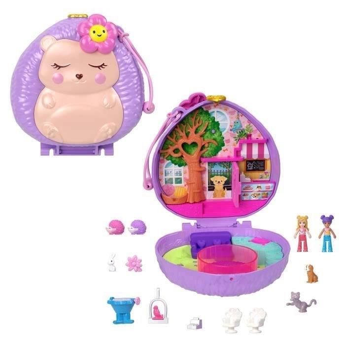 Polly Pocket Hedgehog Cafe Playset and Figures, Travel Toy HRD37