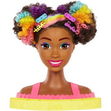 Barbie-Ultra Chevelure-Tete a Coiffer brune frisÈe meches arc-en-ciel HMD79