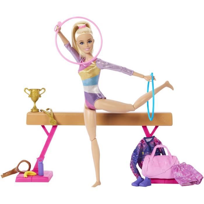 Barbie Gymnastique Coffret avec poupée et plus de 10 accessoires HRG52