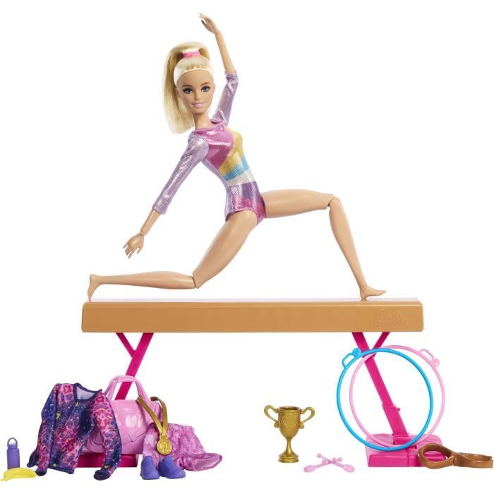 Barbie Gymnastique Coffret avec poupée et plus de 10 accessoires HRG52