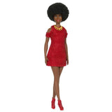 Barbie-Fashionistas 221-PoupÈe avec cheveux noirs et robe rouge HRH18