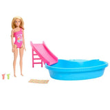 Barbie-Poupée et accessoires-Coffret poupée blonde avec piscine de reve HRJ74
