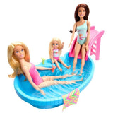 Barbie-PoupÈe et accessoires-Coffret poupÈe blonde avec piscine de reve HRJ74