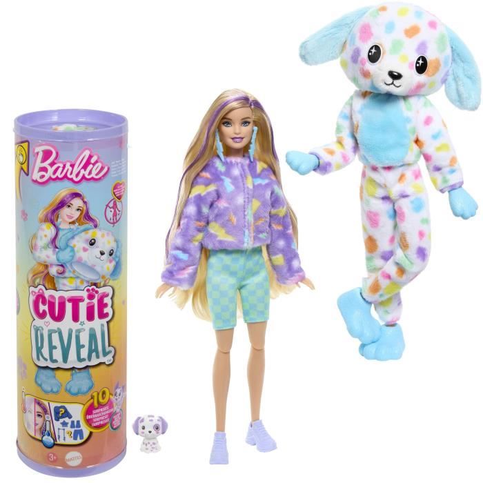 Barbie-Barbie Cutie Reveal-Poupée dalmatien Reve Coloré, 10 surprises HRK41