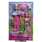 Barbie-Coffret PoupÈes Stacie et Barbie avec 2†chiots et accessoires HRM09