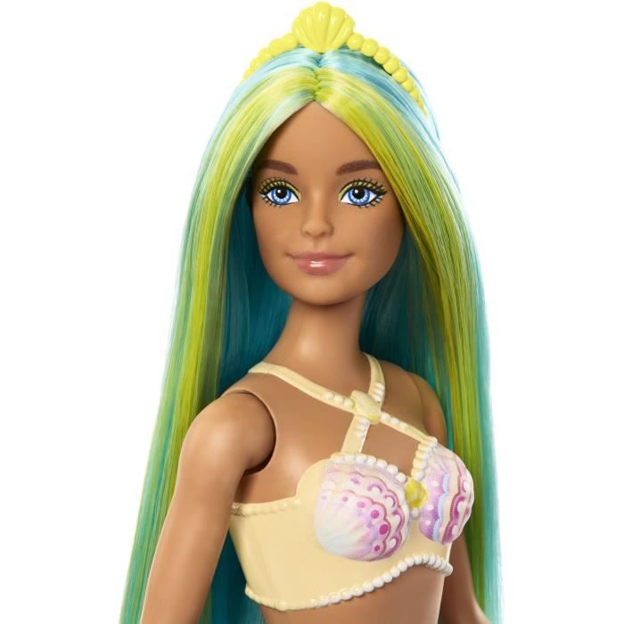 Barbie-PoupÈes Sirenes avec cheveux et nageoire colorÈs et serre-tete HRR03