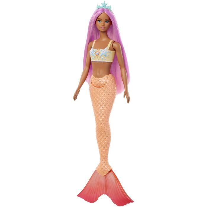 Barbie - Poupées Sirenes avec cheveux et nageoires colorés et serre-tete HRR05