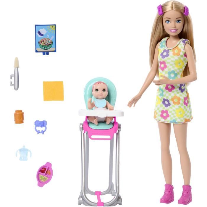 Barbie Skipper Coffret Babysitters Inc, 1†poupÈe, 1†bÈbÈ, accessoires HTK35