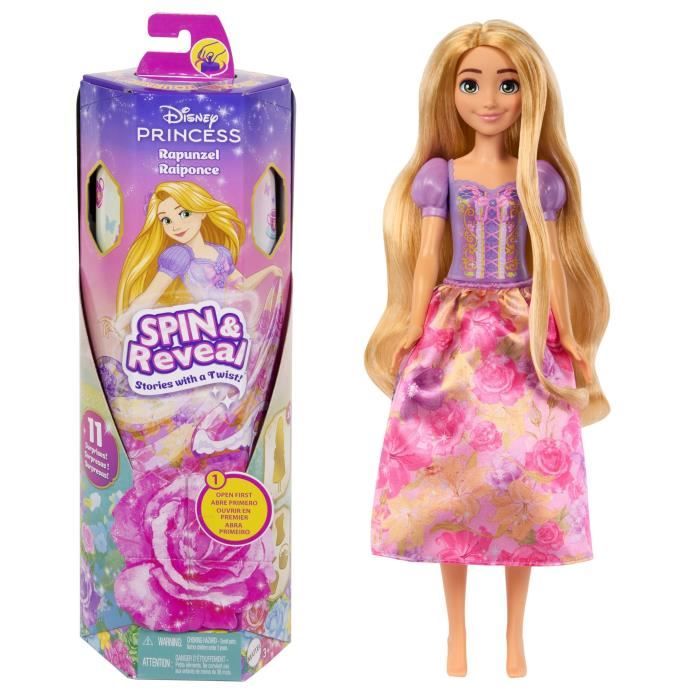 Spin &amp; Reveal Rapunzel Mattel Disney Princess Doll with Surprises HTV86