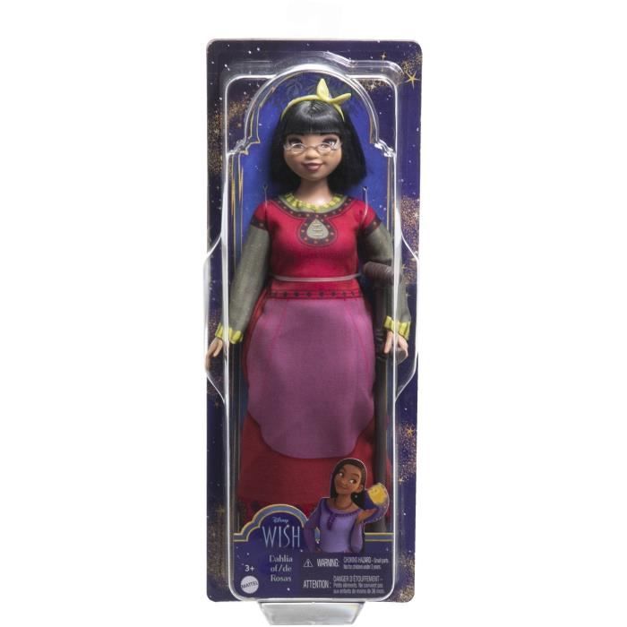 Disney Dahlia du Royaume de Rosas Poupée Wish articulée avec vetements amovibles, accessoires et canne HPX24