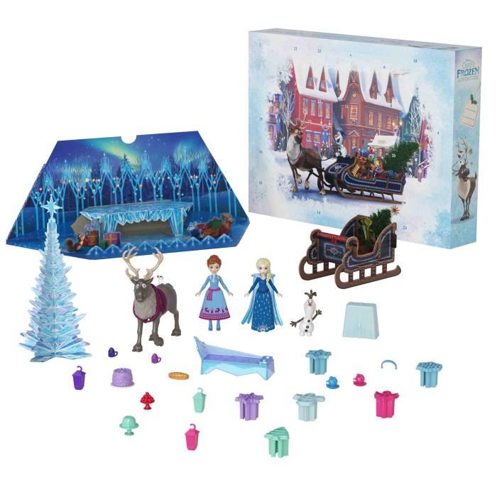 Calendrier de l'Avent La Reine des Neiges, 24 surprises avec poupées et accesssoires, Disney Frozen, Mattel, HWX20