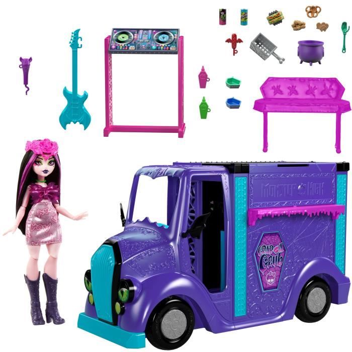 Monster High-Tour Bus Rock Sang-sationnel-Coffret avec poupÈe et bus HXH83