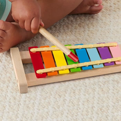 Fisher-Price-Xylophone en bois, instrument de musique avec 2 pieces HXV13