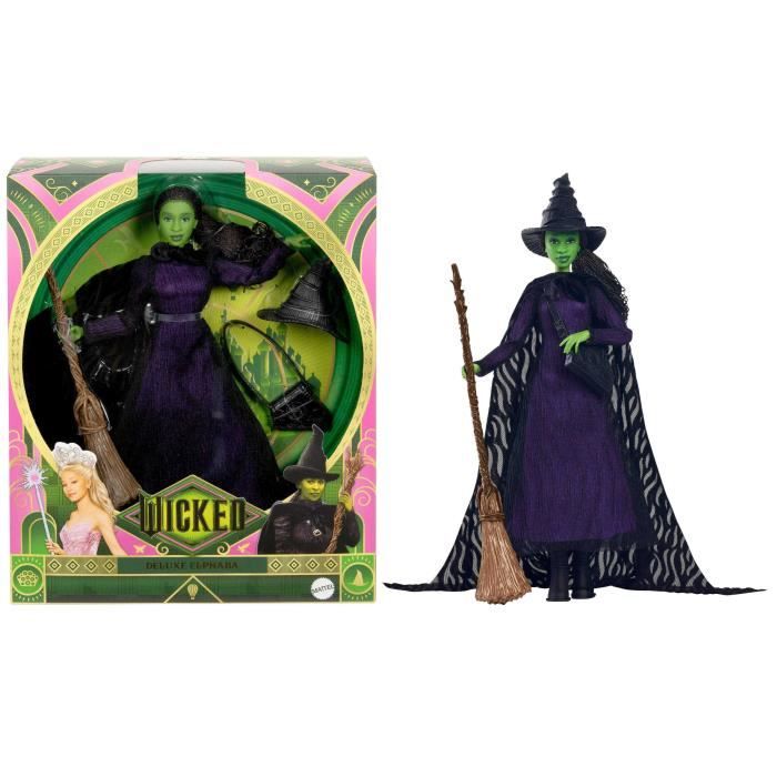 Mattel-Wicked-Elphaba Doll with Braided Hair and Multiple Poses - Wicked - HXY38