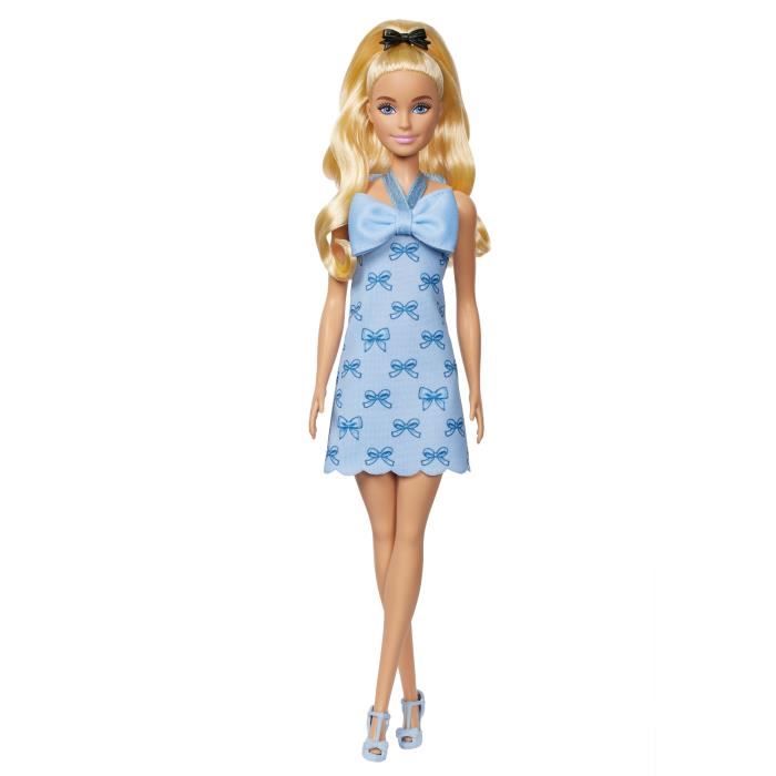 Barbie - Poupée Barbie Fashionistas Robe Dos Nu Bleu Layette avec noeud - Barbie - HYT93