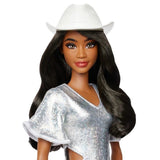 Barbie - Poupée Barbie Fashionistas Robe Argentée avec chapeau de cowboy - Barbie - HYT95