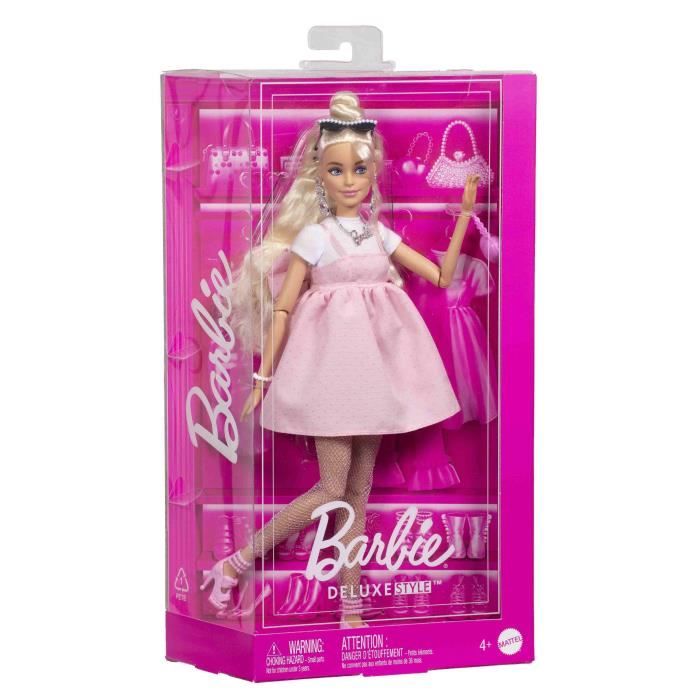 Barbie-Deluxe Style-Poupée Barbie Blonde a Robe Rose Pastel - 4ans+ - HYV27