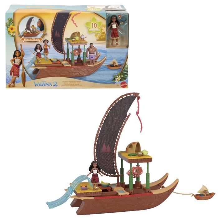 MATTEL Disney Vaiana 2 - La pirogue de Vaiana + 1 poupée Vaiana + HeiHei le poulet JBT78