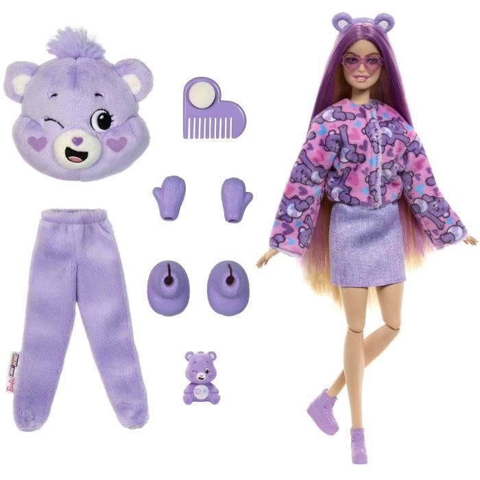 PoupÈe Barbie Cutie Reveal Bisounours Tougentille Mauve - 3 ans+- JCN94