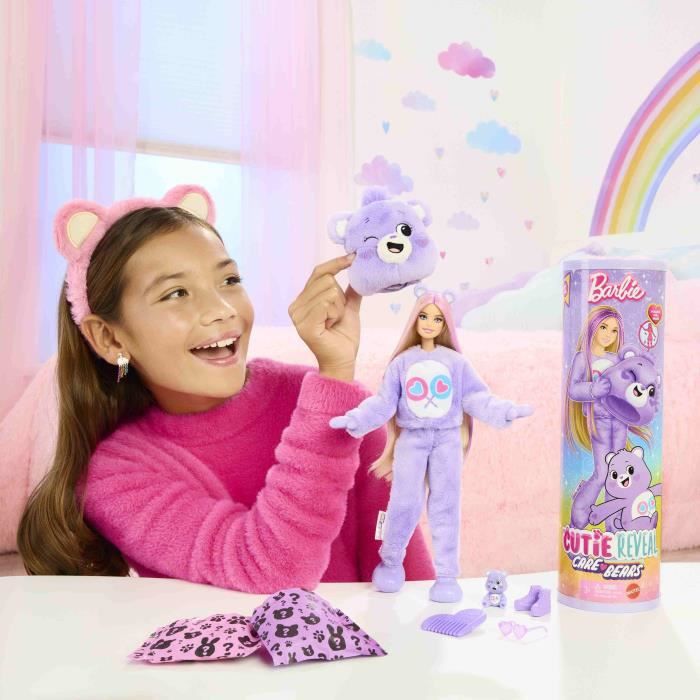 PoupÈe Barbie Cutie Reveal Bisounours Tougentille Mauve - 3 ans+- JCN94