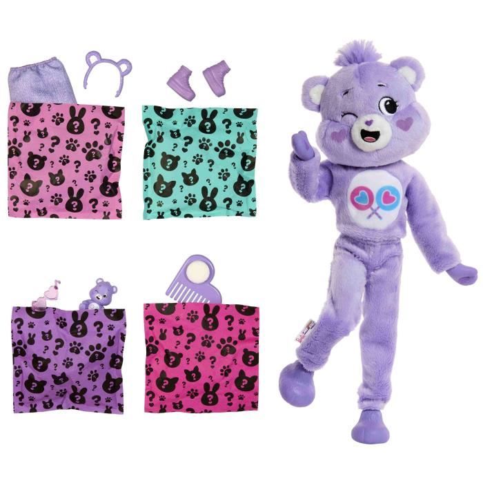 PoupÈe Barbie Cutie Reveal Bisounours Tougentille Mauve - 3 ans+- JCN94