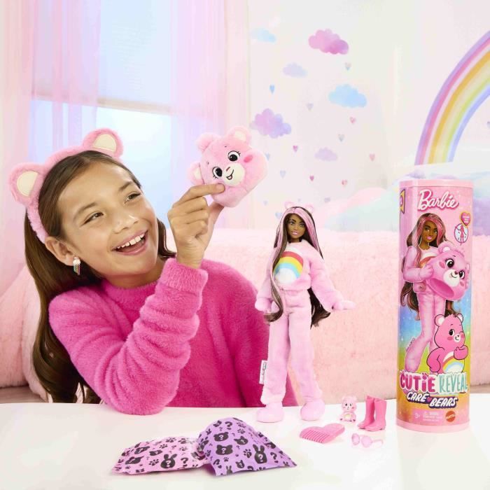 PoupÈe Barbie Cutie Reveal Bisounours Touc‚lin Rose - 3 ans+- JCN95