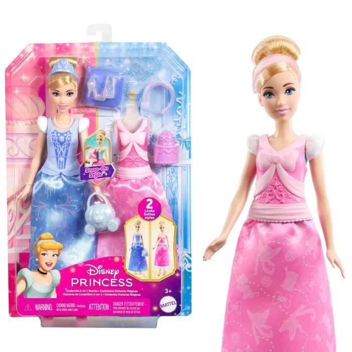 Disney Princesses-Cinderella Doll and Outfits-Box with Accessories - 3 years+- JCR95