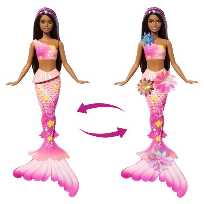 Barbie - Sirene Fleur Magique - Poupée aux longs cheveux bruns - Barbie - JDM73