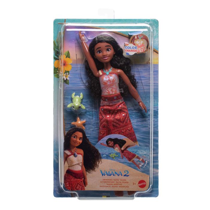 Disney - Poupée Vaiana Nageuse - Vaiana 2 - Corsage qui change de couleur - Disney Moana - JFF09