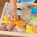 Fisher-Price - Puzzle Animaux en Bois - Tri de formes avec 13 pieces - Fisher-Price - JFG10