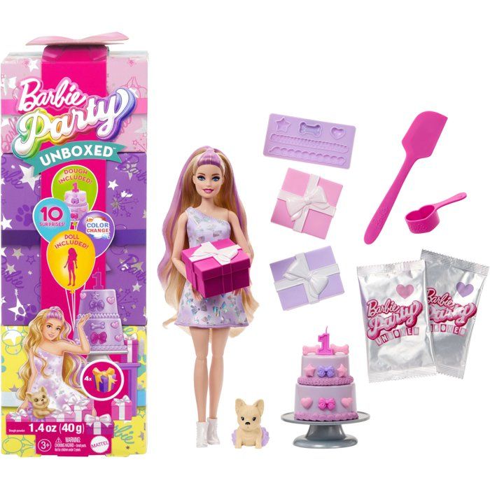 BARBIE Party unboxed chien violet - JFG70