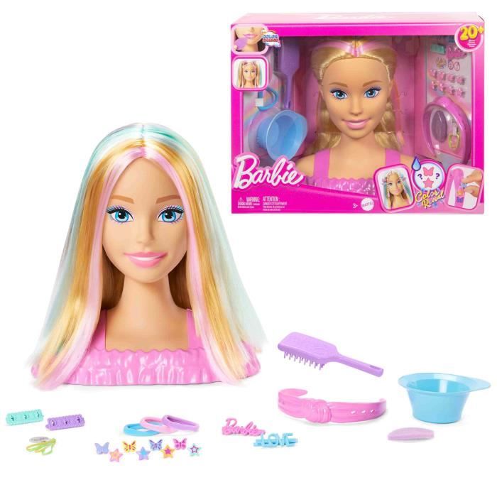 Barbie-Tete a Coiffer Color Reveal-Chevelure Blonde Et Accessoires - 3 ans+- JFG81