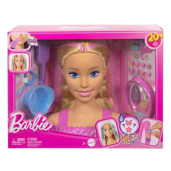 Barbie-Tete a Coiffer Color Reveal-Chevelure Blonde Et Accessoires - 3 ans+- JFG81