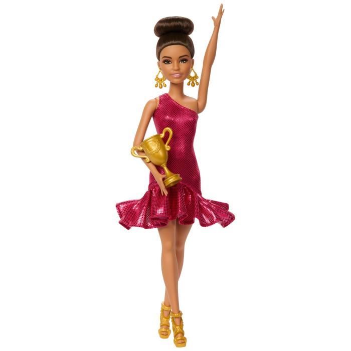 Barbie - Poupée Danseuse de Salon et Accessoires - Brune avec trophée - Barbie - JFR09