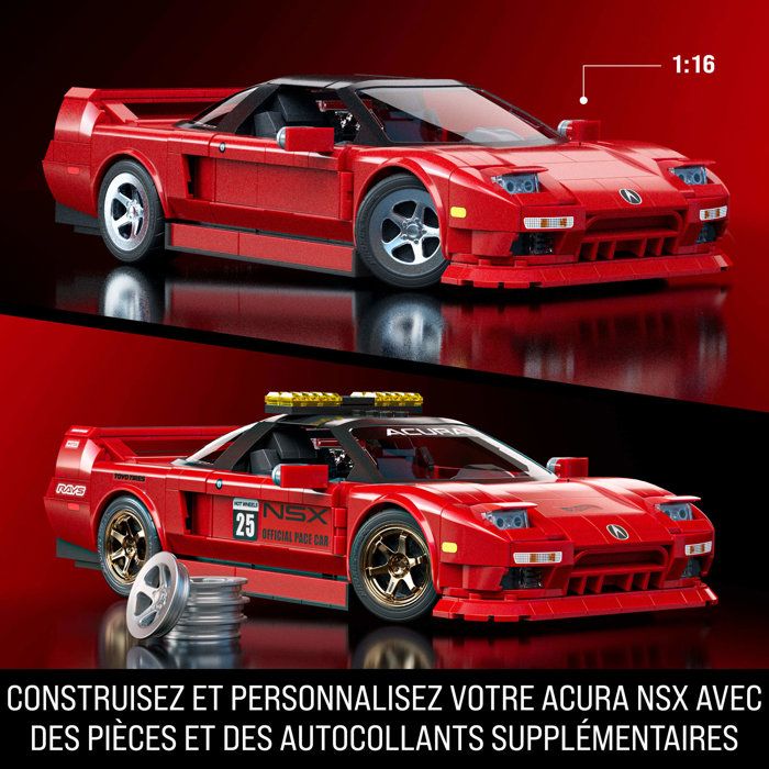 Hot Wheels - Coffret de Construction NSX Acura des Années 90 - Mattel Brick Shop - JFT17
