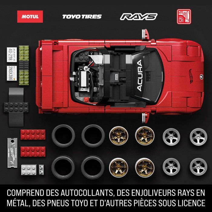 Hot Wheels - Coffret de Construction NSX Acura des Années 90 - Mattel Brick Shop - JFT17
