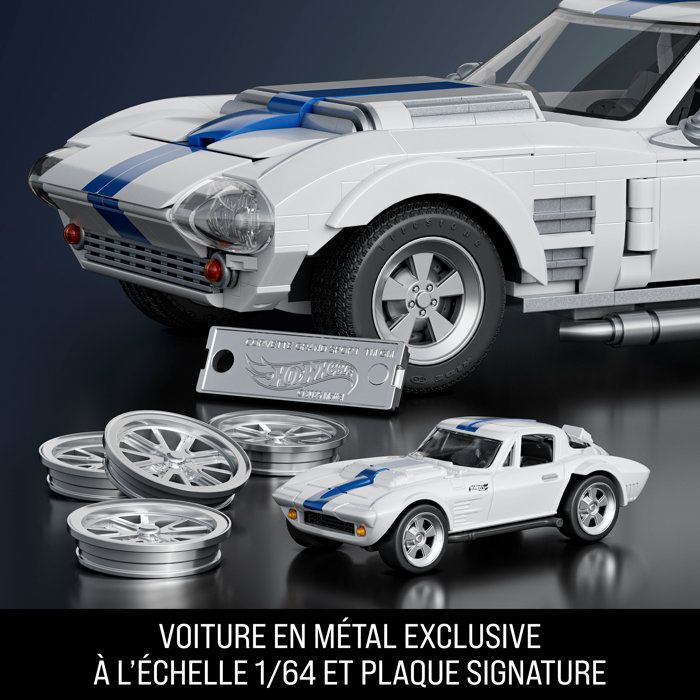 Hot Wheels - Coffret de Construction Corvette Grand Sport - Avec 918 pieces - Mattel Brick Shop - JGR31