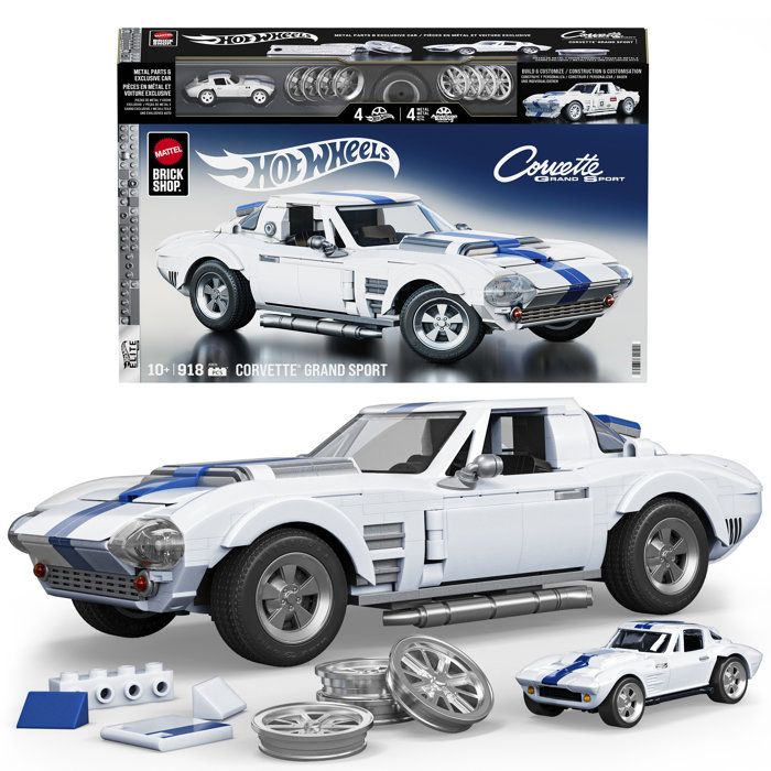 Hot Wheels - Coffret de Construction Corvette Grand Sport - Avec 918 pieces - Mattel Brick Shop - JGR31