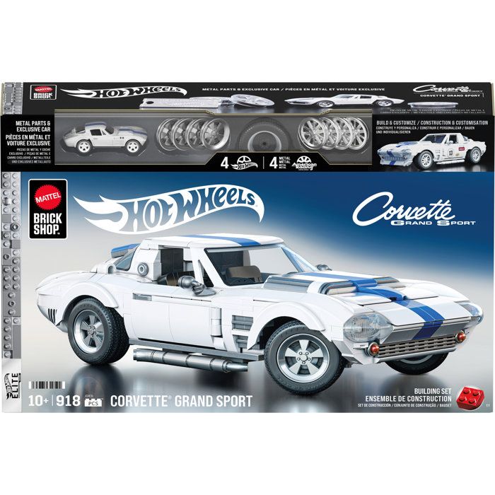 Hot Wheels - Coffret de Construction Corvette Grand Sport - Avec 918 pieces - Mattel Brick Shop - JGR31