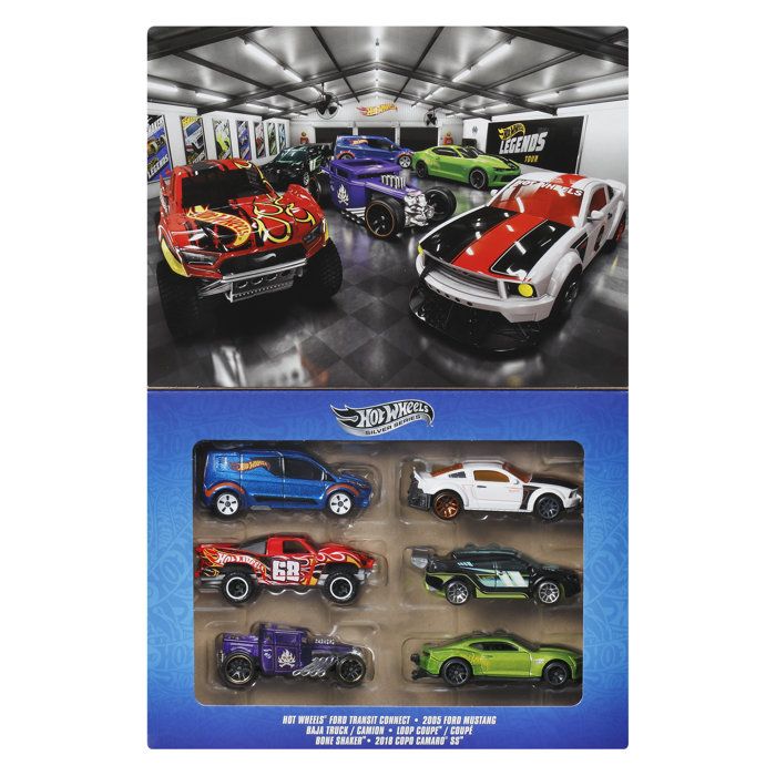 Hot Wheels Coffret Legends, lot de 6 véhicules et camions - en métal moulé - échelle 1/64 - a collectionner - JLB24