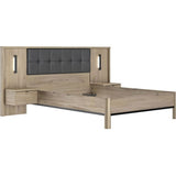Lit adulte avec chevets lambris - MAXIMIN - 140 x 190 cm - Chene Krönberg clair - GAMI