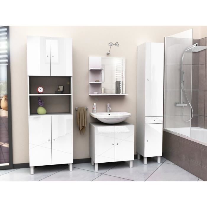 CORAIL Armoire de salle de bain L 60 cm - Blanc laquÈ