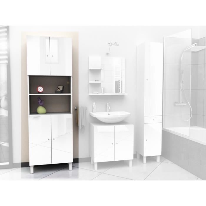 CORAIL Armoire de salle de bain L 60 cm - Blanc laquÈ
