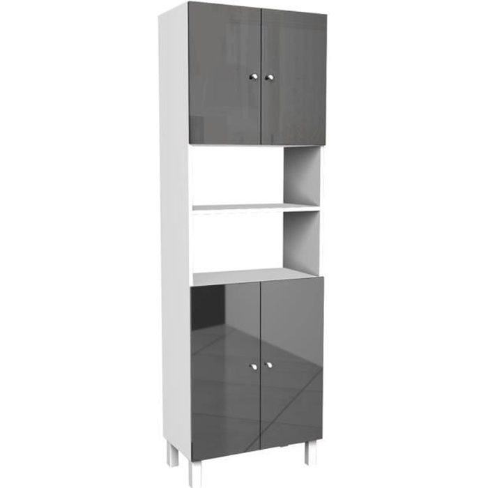 CORAIL Armoire de salle de bain L 60 cm - Gris laqué