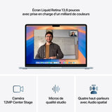 Apple - 13,6 MacBook Air M4 (2025) - RAM 16Go - Stockage 256Go - CPU 10 coeurs - GPU 8 coeurs - Bleu ciel