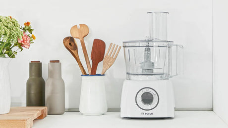 Robot multifonctions BOSCH MultiTalent3 MCM3100W – plus de  20 fonctions – 800 W – Capacité de 2,3 L – Blanc/Gris