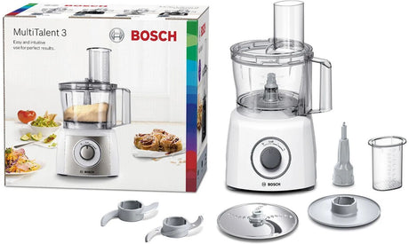 Robot multifonctions BOSCH MultiTalent3 MCM3100W – plus de  20 fonctions – 800 W – Capacité de 2,3 L – Blanc/Gris