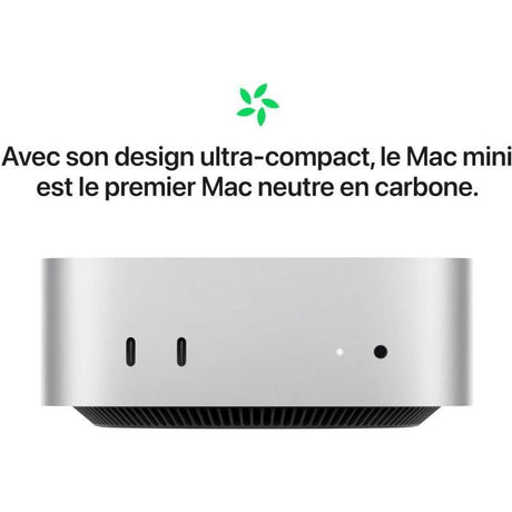 Apple - Mac mini (2024) Puce Apple M4  - RAM 24Go - Stockage 512Go SSD - CPU 10 coeurs GPU 10 coeurs - Argent