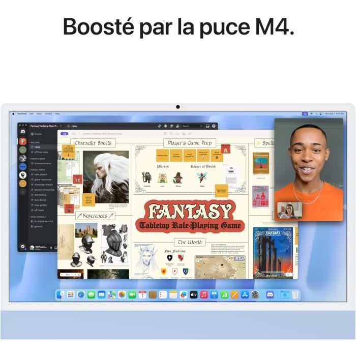 Apple iMac 24 ecran retina 4,5K 512Go SSD 24Go RAM Puce M4 CPU 10 coeurs GPU 10 coeurs Bleu (2024)